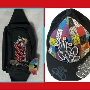Disney Parks 100 Years of Magic Waist Bag Mickey Hat Bundle